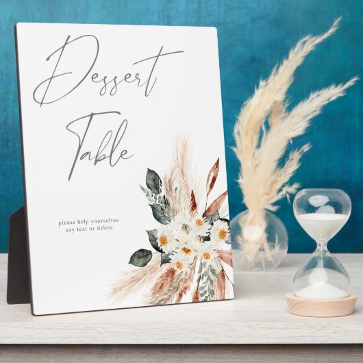 Boho Kupfer Pampas & Beige Blumentisch Fotoplatte (Seite)