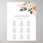 Boho Kupfer Pampas Floral Event Seekarte -9 Poster (Vorne)