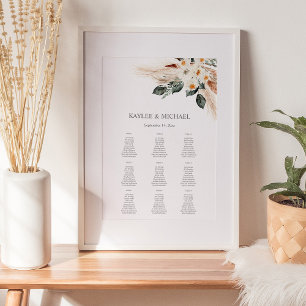 Boho Kupfer Pampas Floral Event Seekarte -9 Poster