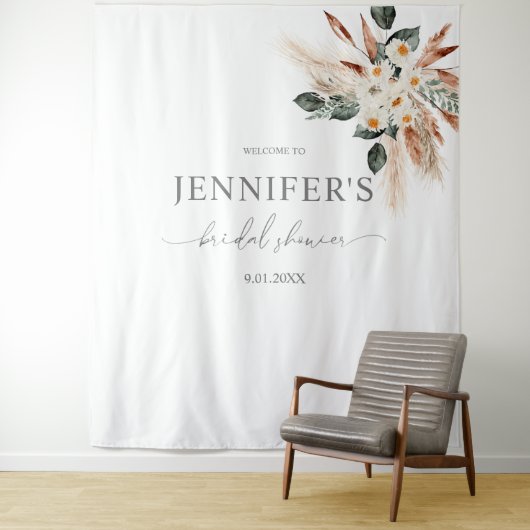 Boho Kupfer Pampas & Florale Hochzeitsfeier oder P Wandteppich (Beispiel)