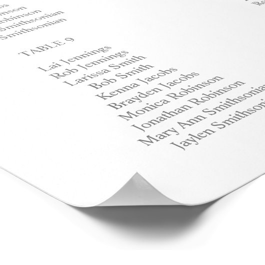 Boho Kupfer Pampas Grass Floral Seating Chart -12 Poster (Ecke)