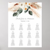 Boho Kupfer Pampas Grass Floral Seating Chart -12 Poster (Vorne)
