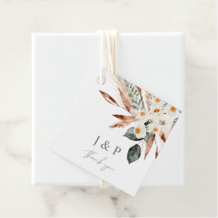 Boho-Kupfer-Pampasgras- und beigefarbene Blumen-Fa Geschenkanhänger