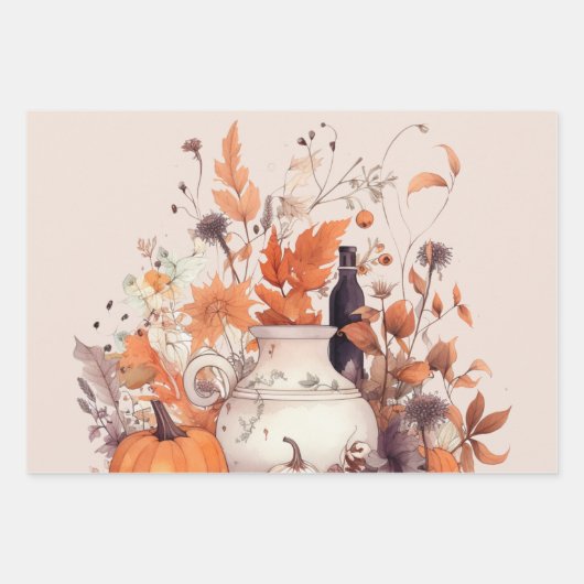 Boho Kürbis Fall Geschenkpapier Set (Vorderseite)