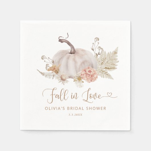 Boho Kürbis fällt in Liebe Serviette (Vorderseite)