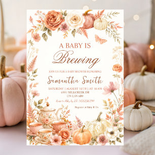 Boho-Kürbis-Herbst-Blumen-Baby-Party Einladung