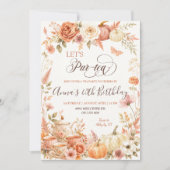 Boho-Kürbis-Herbst-Blumen-Teeparty-Geburtstag Einladung (Vorderseite)