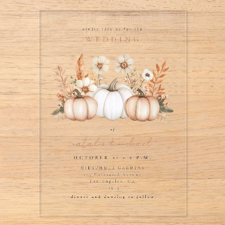 Boho-Kürbis-Herbst-Hochzeit in Liebe Acryleinladungen