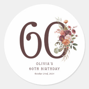 Boho Kürbis Herbstblüte 60. Geburtstag Runder Aufkleber
