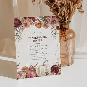 Boho-Kürbis-Herbstblüte-Thanksgiving-Dinner Einladung