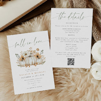 Boho-Kürbis-Herbstliebe QR-Code-Hochzeit Einladung