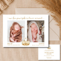 Boho-Kürbisse Baby-Zwillinge Foto-Ankündigung