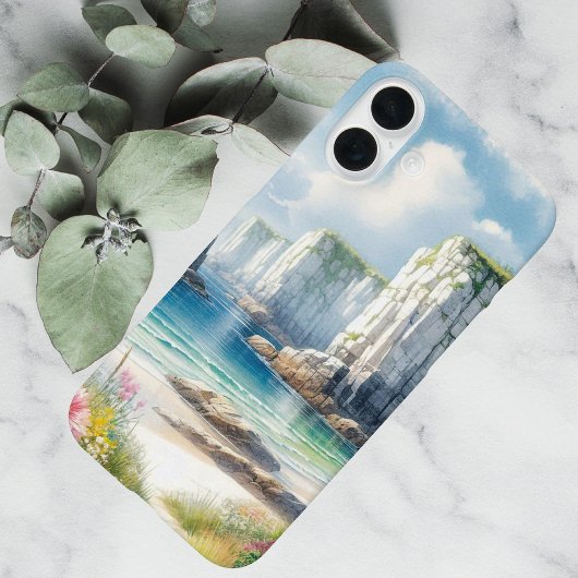 Boho-Küstenklippen-Wildblumen-Strandkunst Case-Mate iPhone Hülle