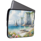 Boho-Küstenklippen-Wildblumen-Strandkunst Laptopschutzhülle (Vorne Rechts)