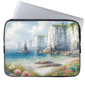 Boho-Küstenklippen-Wildblumen-Strandkunst Laptopschutzhülle (Vorderseite)