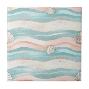 Boho-Küstenwellen Muscheln - Ruhige Strandvibes Fliese