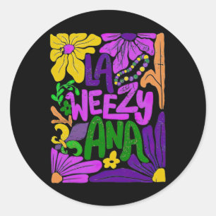 Boho La Weezy Ana Mardi Gras Coquette Schleife Lou Runder Aufkleber