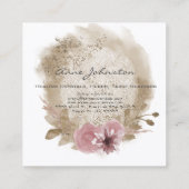 Boho Lace Floral Square Business Card Quadratische Visitenkarte (Rückseite)