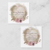 Boho Lace Floral Square Business Card Quadratische Visitenkarte (Vorne/Hinten)