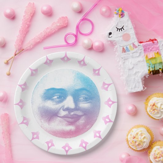 Boho lächelnder Mond Pappteller (Party)