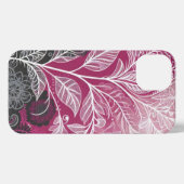 Boho Lacy Leaf Design Pink, Black and White iPhone Hülle (Rückseite (Horizontal))