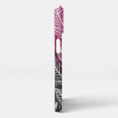 Boho Lacy Leaf Design Pink, Black and White iPhone Hülle (Rechte Seite)