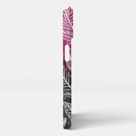 Boho Lacy Leaf Design Pink, Black and White iPhone Hülle (Rechte Seite)