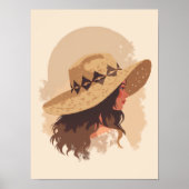 Boho lady mit Woven Hat Wall Art Poster (Vorne)