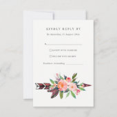 BOHO LAND BLUSH ARROW FLORAL WEDDING RSVP KARTE (Vorderseite)