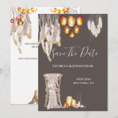 Boho-Land-Macramé-Laternen-Lichter-Feder-Chic Save The Date (Vorne/Hinten)