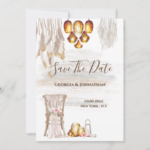 Boho-Land-Makramee-Lichterkette Feder-Laterne Save The Date