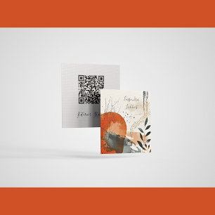 Boho Landscape Abstrakter QR-Code Calling Card Telefonnummerkarte