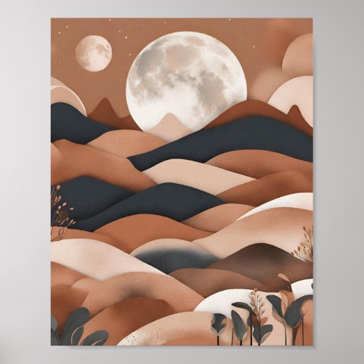 Boho Landscape Moon Poster (Vorne)