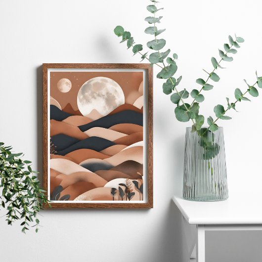 Boho Landscape Moon Poster