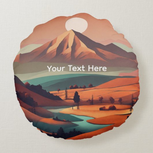 Boho landscape  rundes kissen (Rückseite)