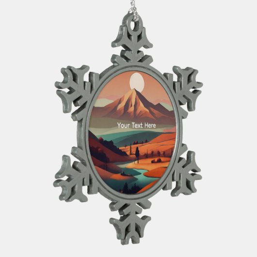 Boho landscape  schneeflocken Zinn-Ornament (Links)