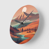 Boho-Landschaft Runde Wanduhr (Winkel)