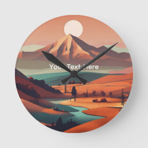 Boho-Landschaft Runde Wanduhr