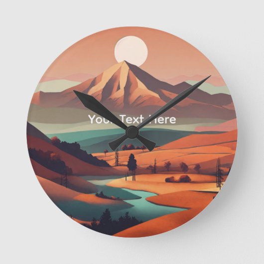 Boho-Landschaft Runde Wanduhr (Vorderseite)