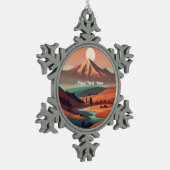 Boho-Landschaft  Schneeflocken Zinn-Ornament (Links)