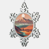 Boho-Landschaft  Schneeflocken Zinn-Ornament (Rechts)