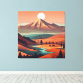 Boho landschaft - Stretchierte Canvas Print (Quad) Leinwanddruck (Insitu (Holzboden))