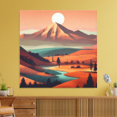 Boho landschaft - Stretchierte Canvas Print (Quad) Leinwanddruck (Insitu (Wohnzimmer))