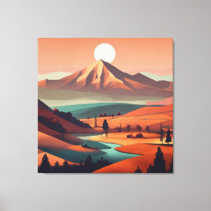 Boho landschaft - Stretchierte Canvas Print (Quad) Leinwanddruck