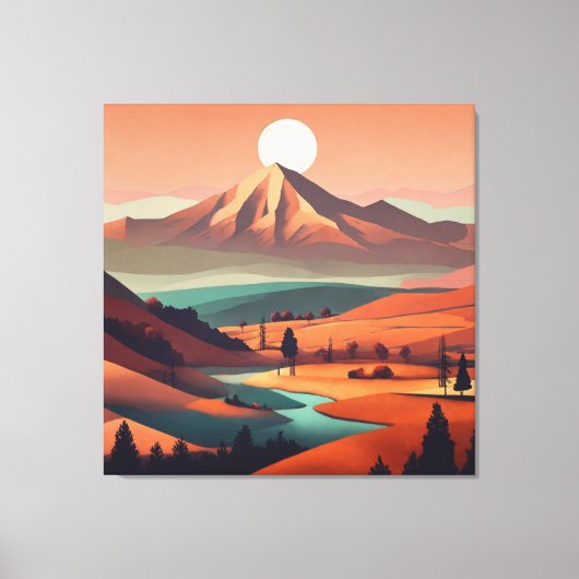 Boho landschaft - Stretchierte Canvas Print (Quad) Leinwanddruck (Vorderseite)