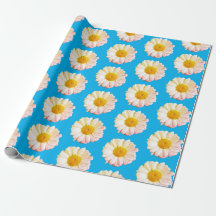 Boho Large Daisy Muster auf blauem Wrapping Paper