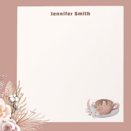 Boho Latte mit Personalisierten Blume Notizblock