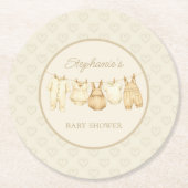Boho Laundry Line Baby Shower Runder Pappuntersetzer (Vorderseite)