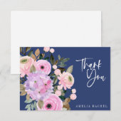 Boho-Lavendel-Blau-Blumen-Wasserfarbe-Script benut Dankeskarte (Vorne/Hinten)