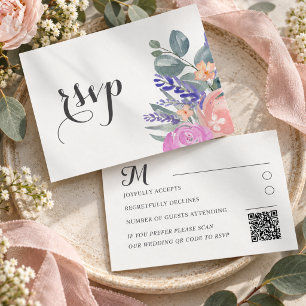 Boho-Lavendel-Blumen- und Eukalyptus-Hochzeits-RSV RSVP Karte